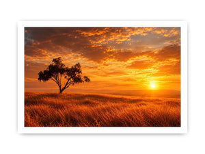lone tree sunset landscape canvas print