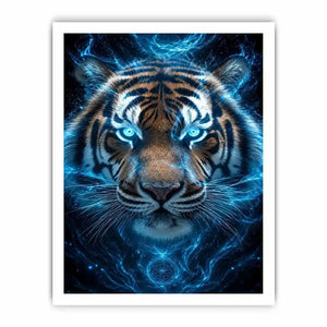 blue tiger portrait modern wall art