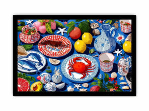 seafood kitchen coastal canvas print