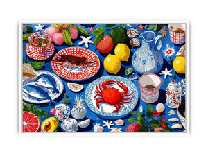 seafood kitchen coastal canvas print