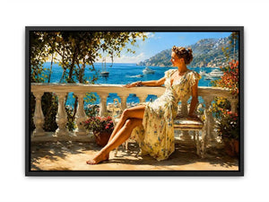 mediterranean woman coastal canvas print