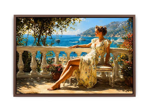 mediterranean woman coastal canvas print