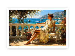 mediterranean woman coastal canvas print