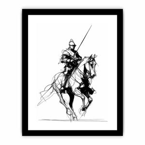 knight line art print office decor