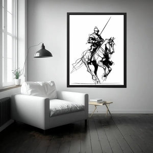 knight line art print office decor