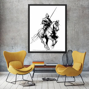 knight line art print office decor