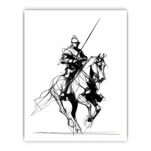 knight line art print office decor