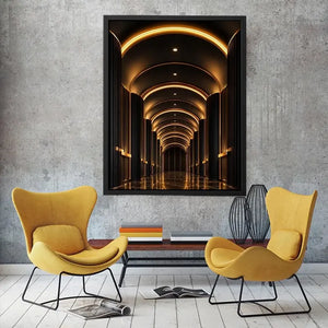 black gold arch canvas print entryway