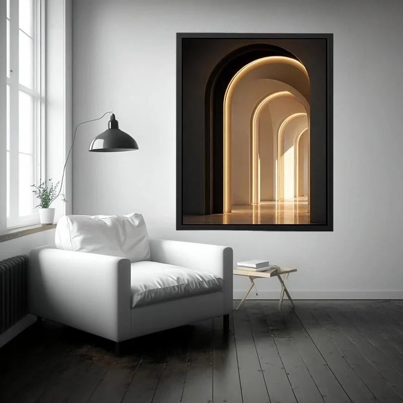 neutral arch canvas art modern hallway