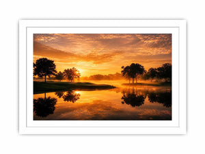 sunset lake canvas print living room