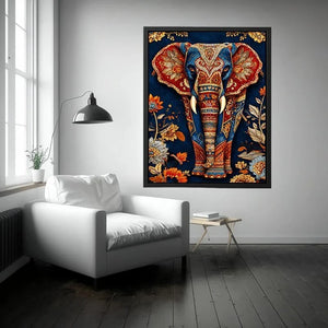 ornate elephant canvas art entryway