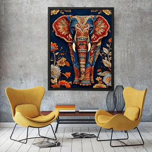 ornate elephant canvas art entryway