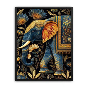 blue gold elephant canvas print decor