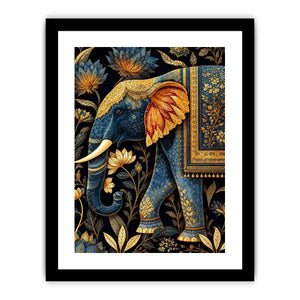 blue gold elephant canvas print decor