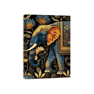 blue gold elephant canvas print decor