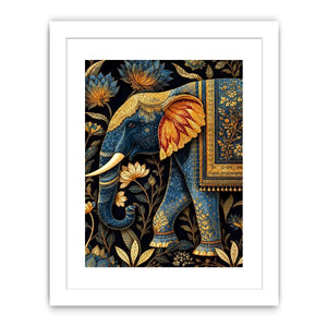 blue gold elephant canvas print decor