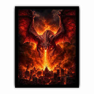 fiery dragon fantasy canvas wall art