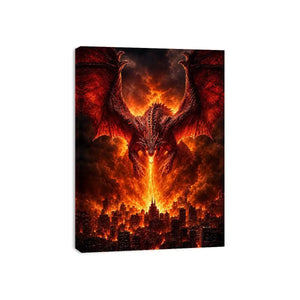 fiery dragon fantasy canvas wall art