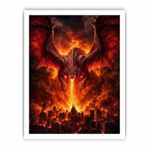fiery dragon fantasy canvas wall art