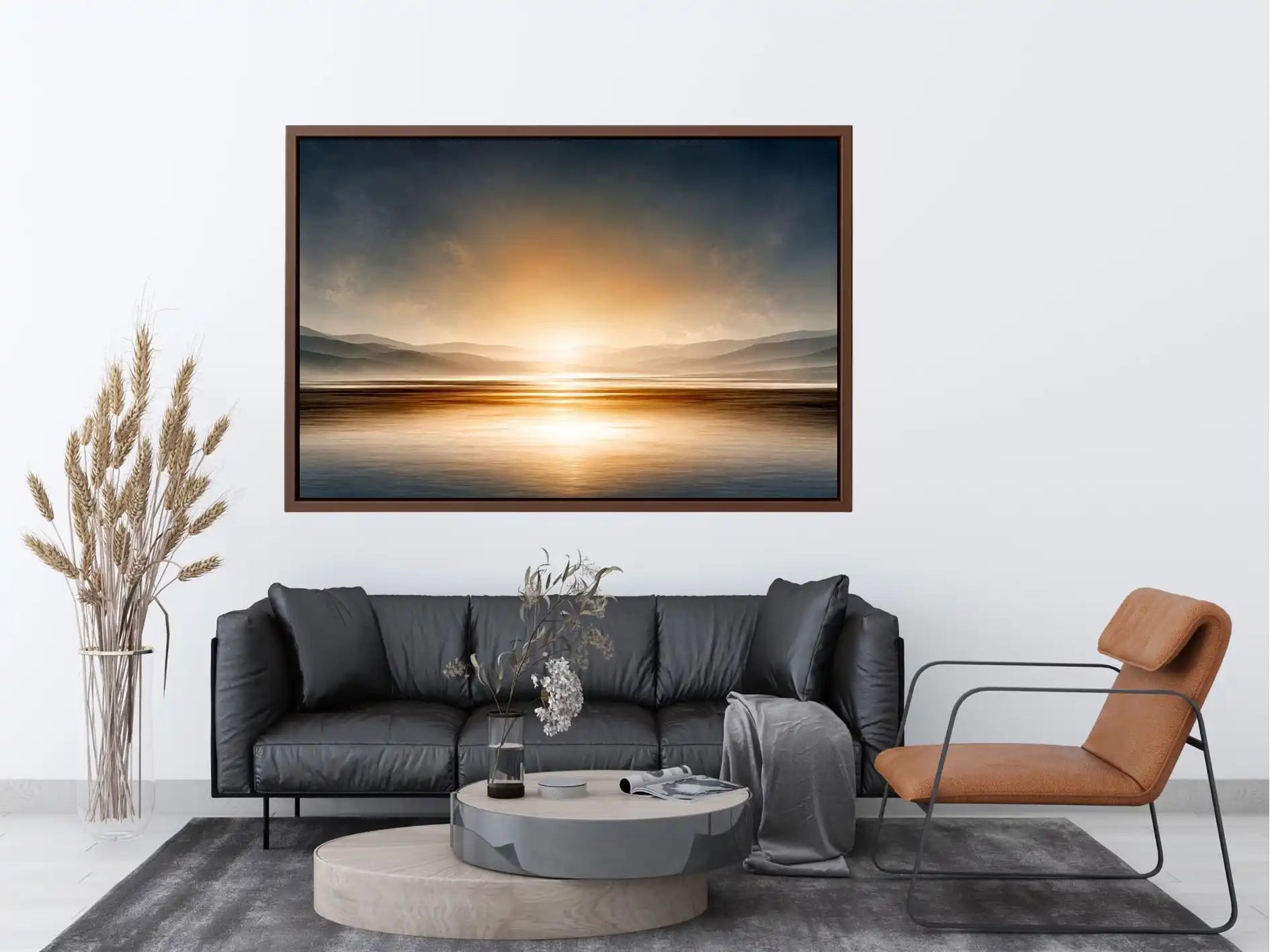 neutral shoreline minimal canvas art