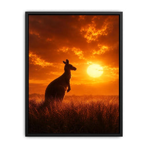 kangaroo sunset wildlife canvas print