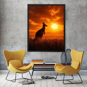 kangaroo sunset wildlife canvas print