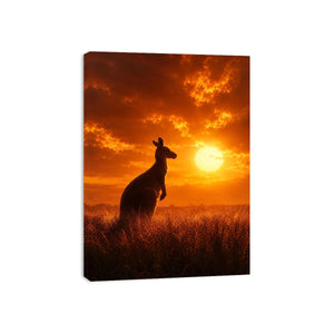 kangaroo sunset wildlife canvas print