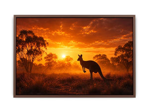 outback kangaroo sunset wall art