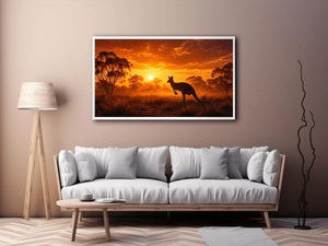 outback kangaroo sunset wall art