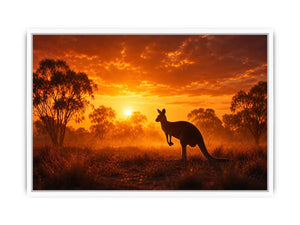 outback kangaroo sunset wall art