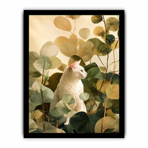 botanical cat bedroom canvas print