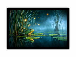 dreamy frog teal room canvas print