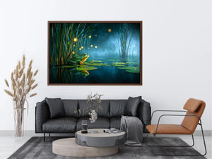 dreamy frog teal room canvas print
