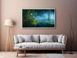 dreamy frog teal room canvas print