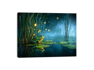 dreamy frog teal room canvas print