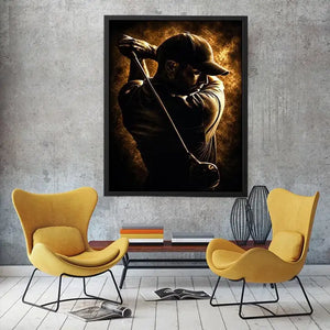 moody golfer mancave canvas art