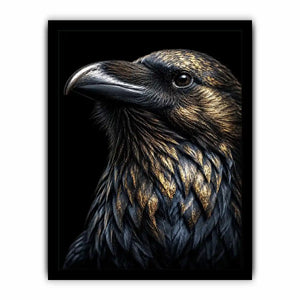 black raven gold portrait artwork office