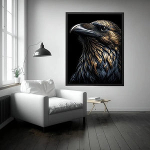 black raven gold portrait artwork office