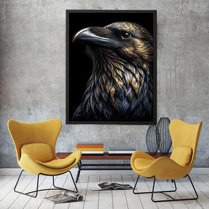 black raven gold portrait artwork office