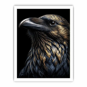 black raven gold portrait artwork office