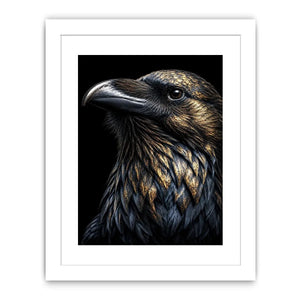 black raven gold portrait artwork office