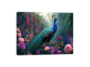peacock garden floral canvas art bedroom