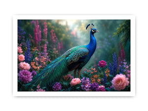 peacock garden floral canvas art bedroom