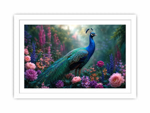 peacock garden floral canvas art bedroom