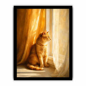 orange cat window canvas art bedroom