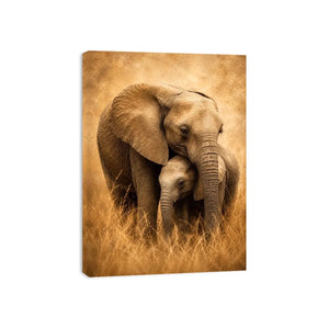 savanna elephant family canvas art