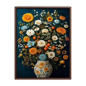 midnight floral vase canvas print