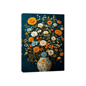 midnight floral vase canvas print