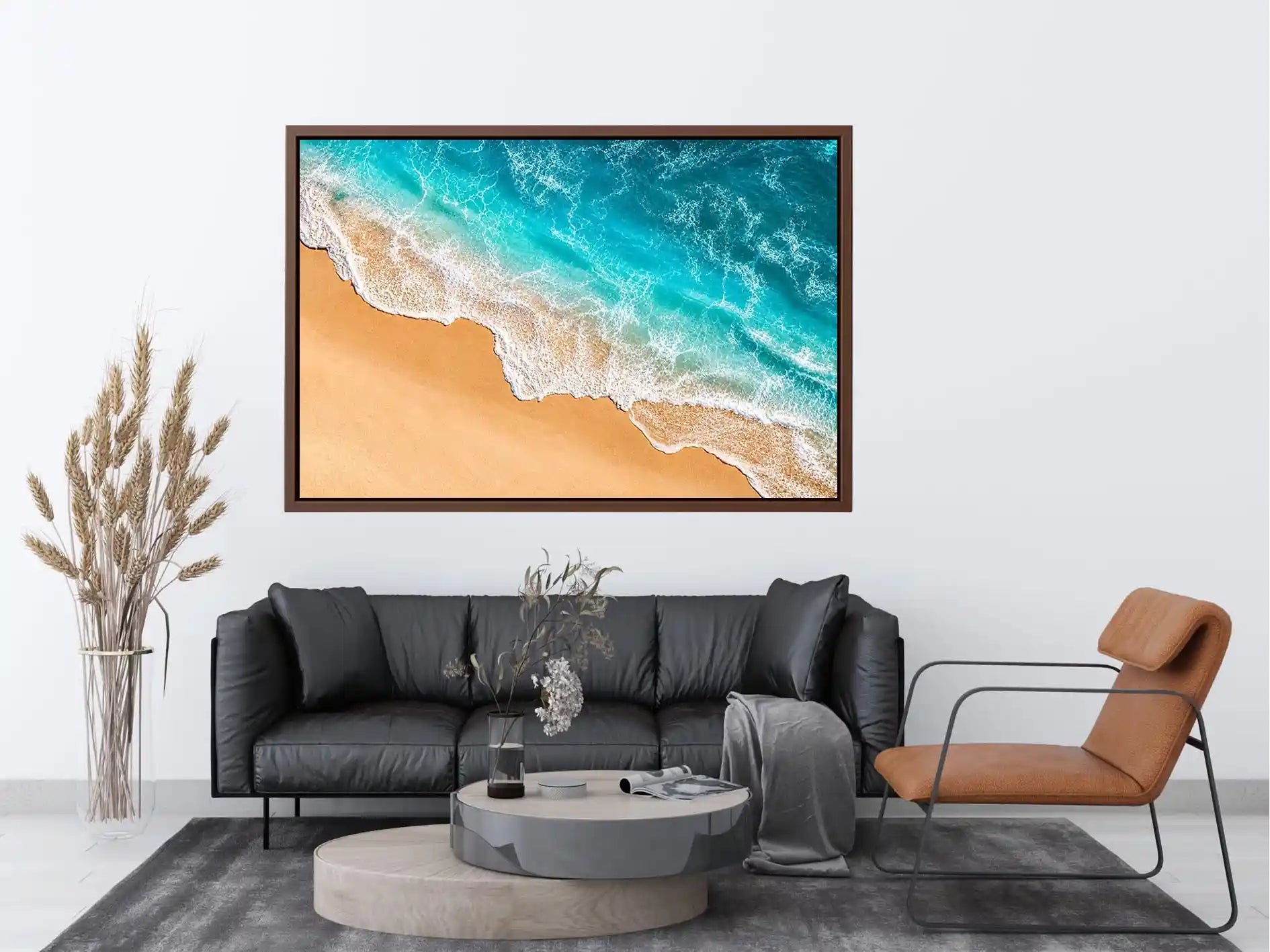 aqua beach aerial canvas print