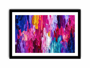 pink blue abstract impasto canvas